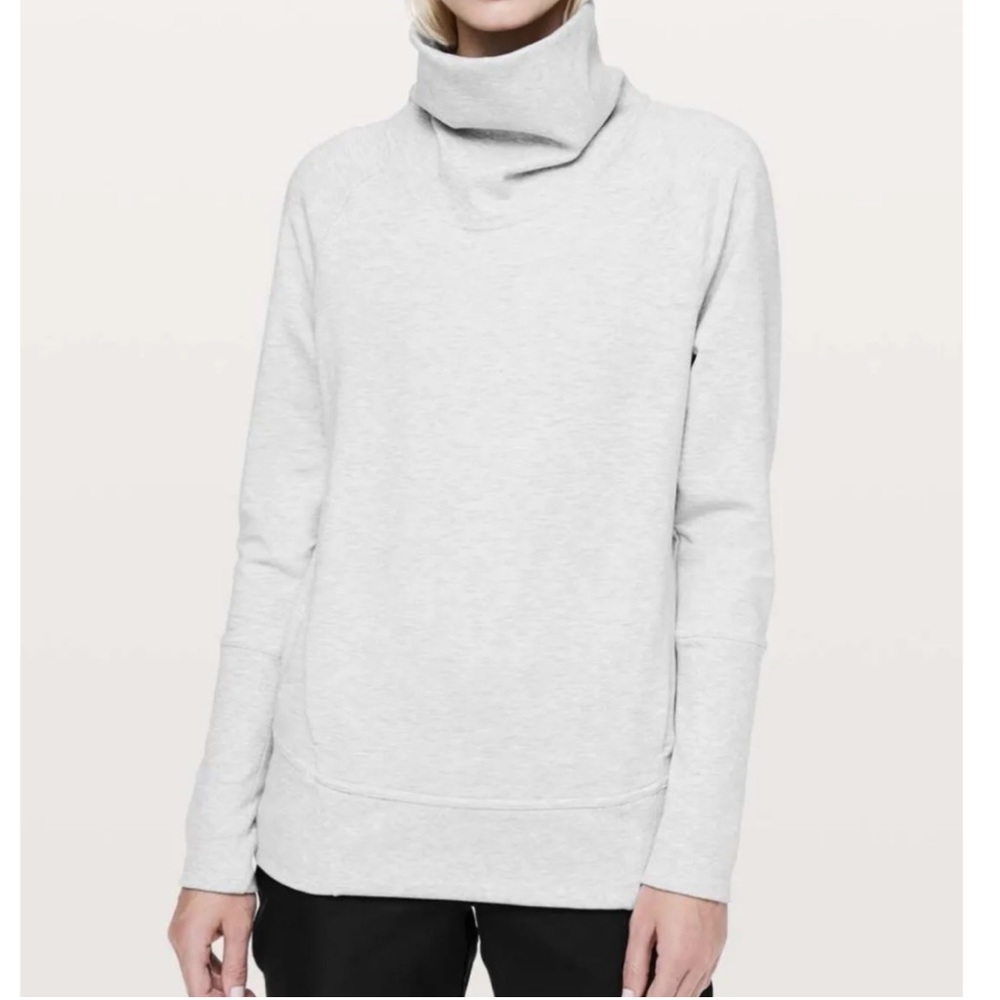 LULULEMON High Lines Pullover Cowl Neck Sweatshirt Sweater Light Gray